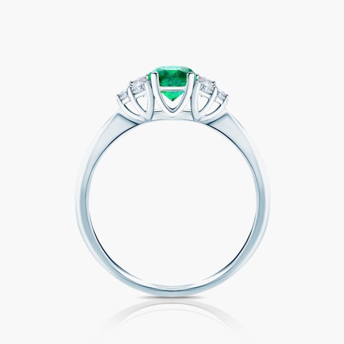 Pierścionek zaręczynowy Fairytale: białe złoto, szmaragd